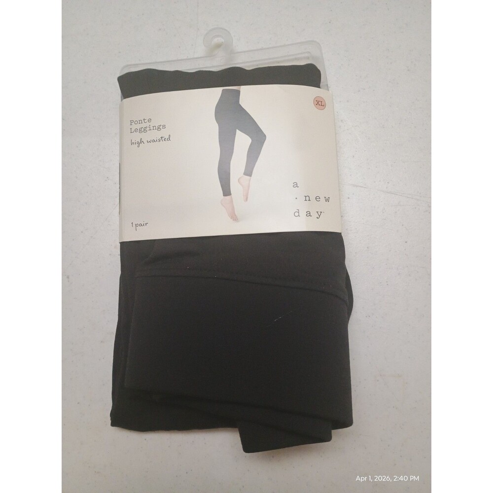 A New Day Women's High-Waist Ponte Leggings Black Size XL - Picture 3 of 4